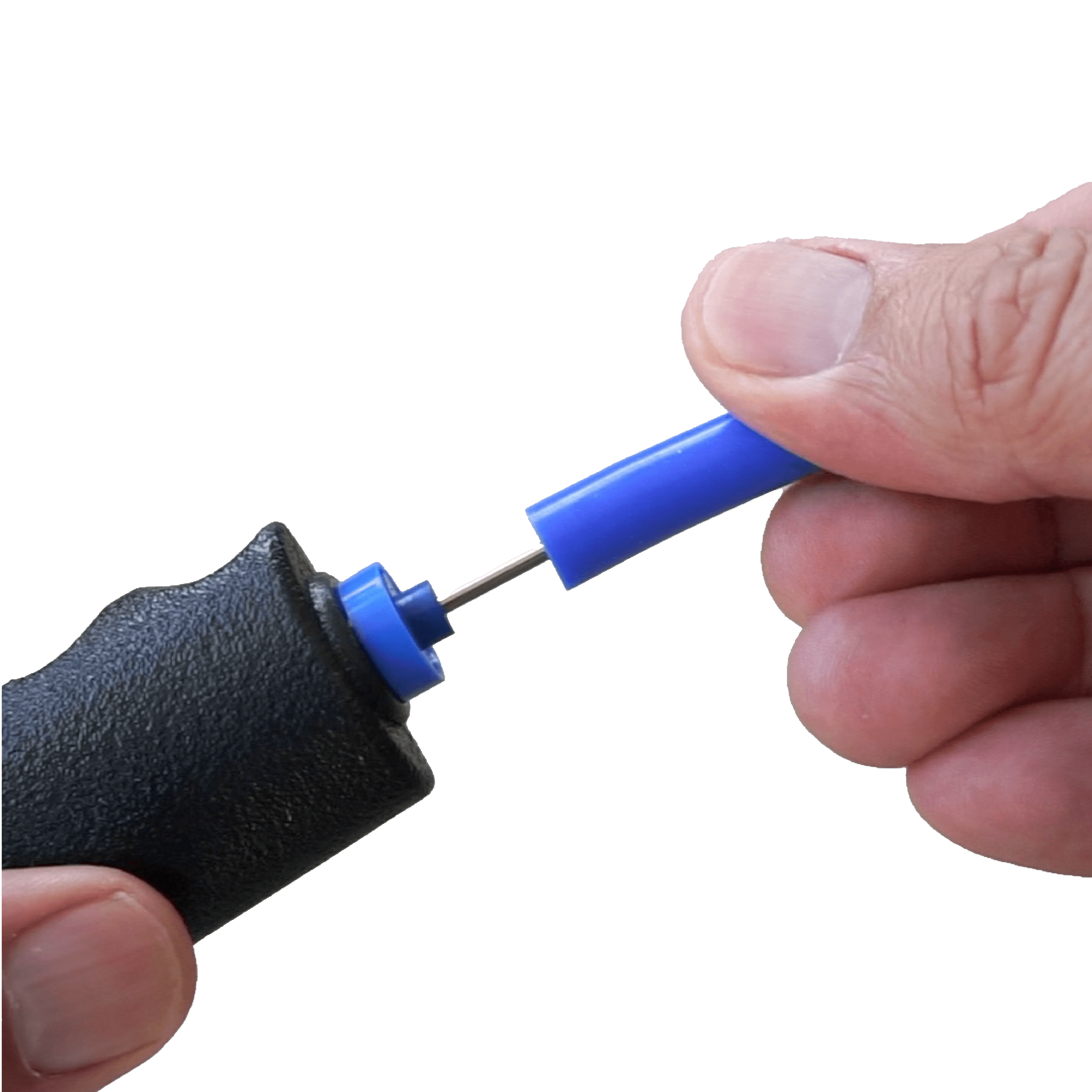 Sliding the ONPOINT protective cap onto the needle